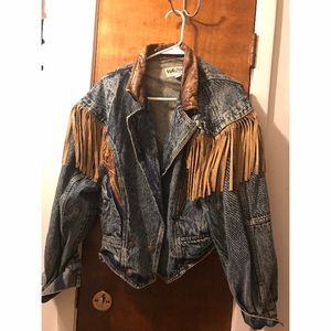 Vintage fringe denim jacket